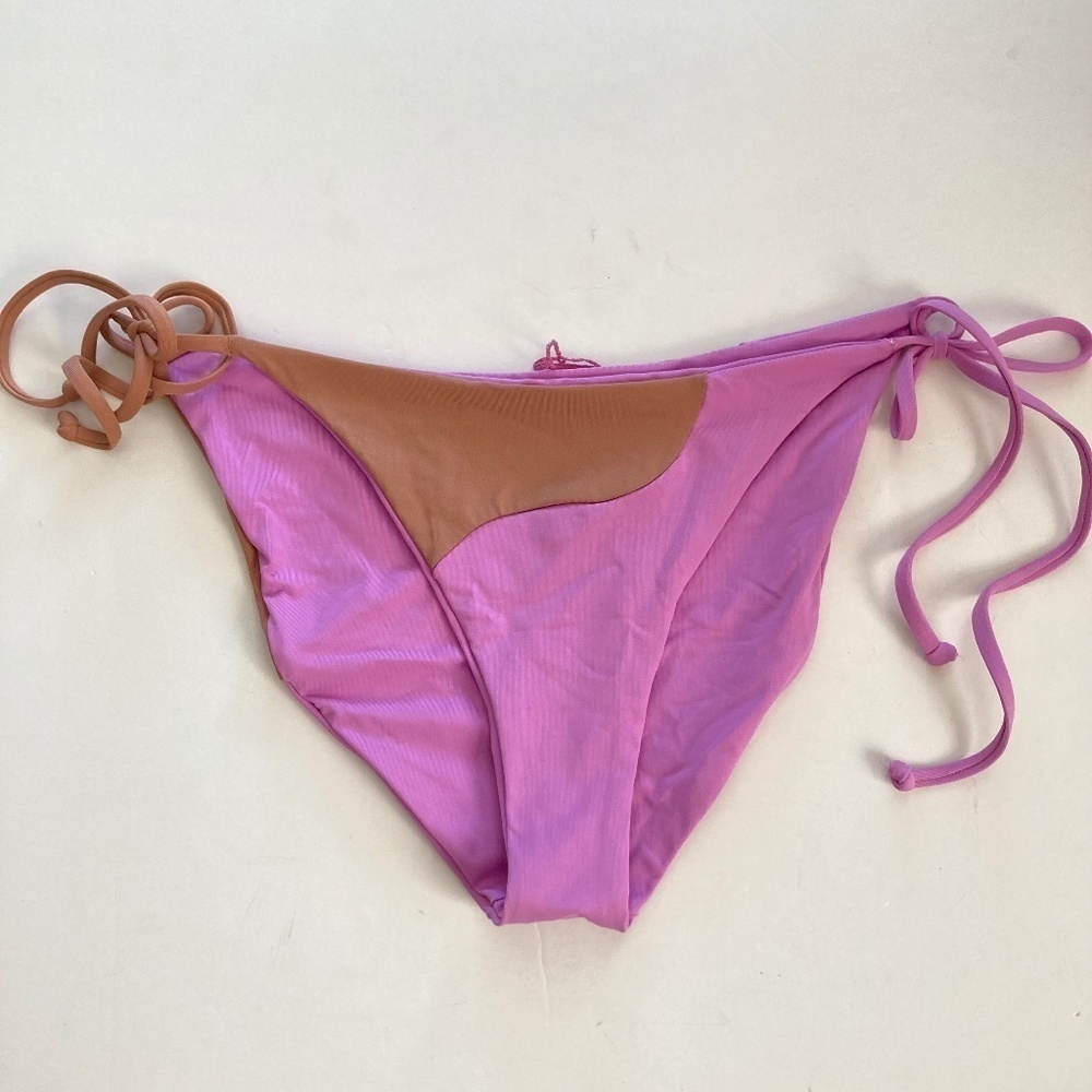 NWOT  L Space Anthropologie Dani Color Block Pink & Brown Bikini Bottoms Sz S